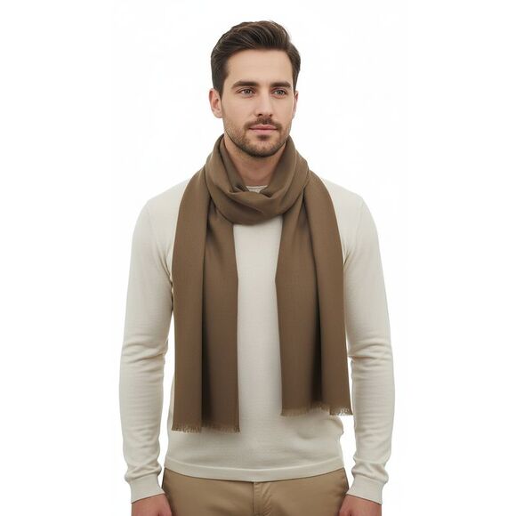 Lanvin 100% Cashmere Scarf – Classic Brown Wrap Ultra-Soft Luxury
